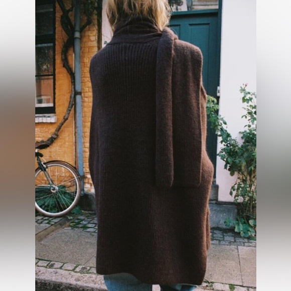 Zara blogger favorite knit cardigan with scarf - Picture 6 of 8